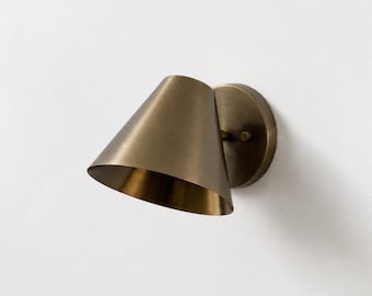 Handmade Solid Brass Wall Sconce | Modern Cone Wall Light | Minimalist Brass Wall Lamp | Luxury Bedside Bathroom Hallway Light