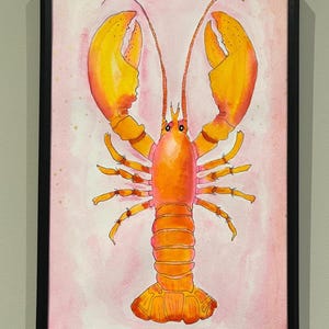 Poster unico fatto a mano con acquerello / aragosta acquerello, cancro, segno zodiacale,