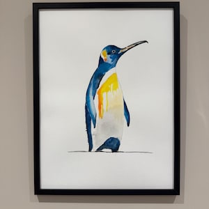 Poster di pinguino ad acquerello fatto a mano al 100% unico / pinguino, animale marino, penguinlove, zoo, polo nord, Antartide