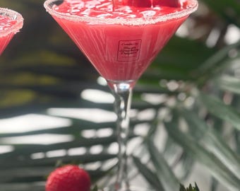 Frozen Strawberry Daiquiri Cocktail Candle – Realistic Summer Drink Candle Gift