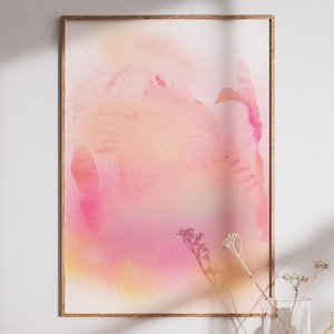 Blush Pink Abstract Landscape Art Print – Minimalist Wall Decor in Soft Pastel Tones