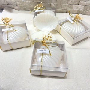 Oyster Candle Box Favor, Wedding Favors, Sea Shell Candle Keepsake, Personalized Wedding Candle Favor, Bride Shower Favors,