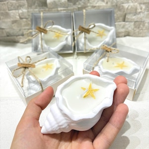 Seashell Candle Favors, Conch Candle Gift, Beach Wedding Favors, Nautical Theme Party Favors, Coastal Keepsake, Bridal Shower Favors,
