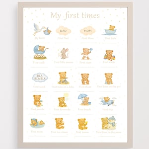 Baby Milestone Poster | My First Times Chart | Fillable Baby Memory Journal | Nursery Decor | Newborn Gift Idea