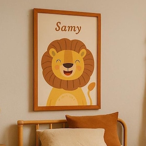 Poster personalizzato con nome di animale - Decorazione per la cameretta di bambini e neonati | Regalo di nascita e compleanno | Download digitale
