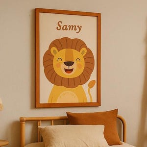 Poster personalizzato con animali e nome - Decorazione per la cameretta di bambini e neonati | Regalo di nascita e compleanno | Stampa e incorniciatura