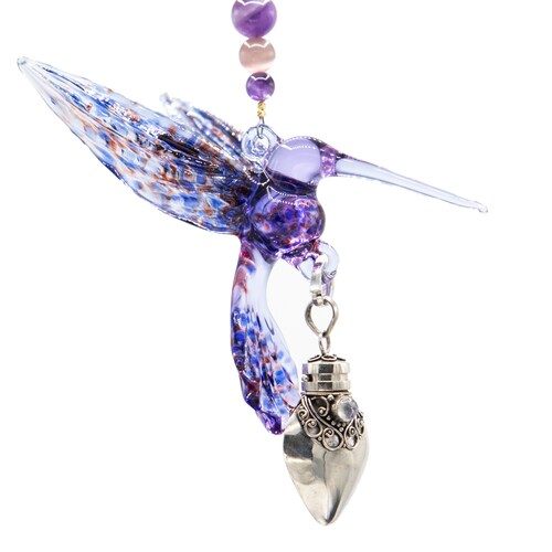 Figurine en verre Colibri avec urne souvenir pour cendres de crémation