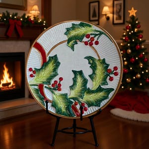 Fitz & Floyd Vintage Christmas Plate: Holly Berry Noel Classique Decor