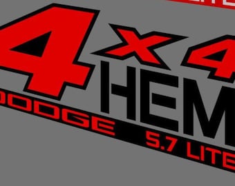 DODGE HEMI truck 5.7 6.4 bed decals stickers 4X4 off road HEMI44V3