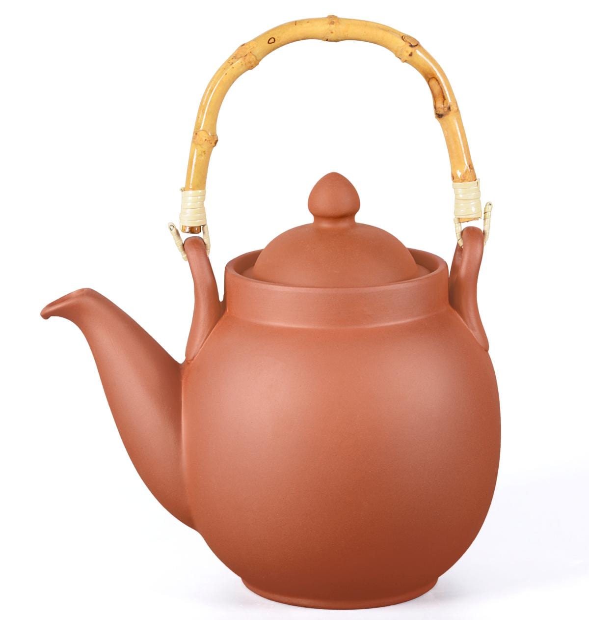 Keramische Theepot Met Rieten Handvat Geïsoleerd Op Witte Achtergrond Gm1182508631 332083558