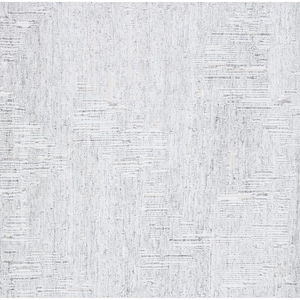 Snel verzonden! 9 x 12 ft. Handgeknoopt ivoor en zilver minimalistisch getextureerd vloerkleed | Zacht, modern, handgemaakt vloerkleed in neutrale en geometrische stijl