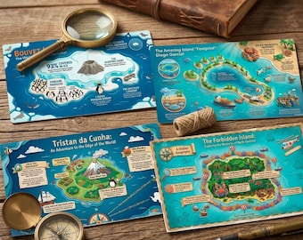 Most Isolated Islands In The World: 10 Educational Geography cards/maps for Kids