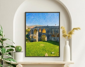 Trebinje Bosnia Digital Art: Impasto Seaside Town Landscape (PNG Downloadable File 7000x7000px )
