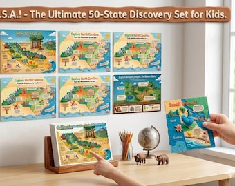 Printable USA 50 States Geography Cards and Posters | Educational Flashcards for Kids, Homeschool Learning & Classroom Resource PDF Download