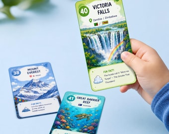100 World Wonders for Kids | Printable Geography Cards PDF | Educational Flash Cards | Homeschool Learning Game