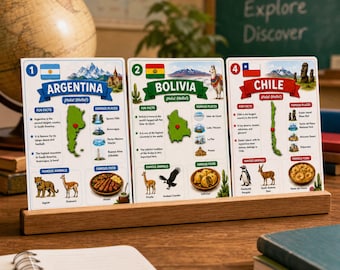 South America Explorer Bundle | 12 Country Cards for Kids | Geography Printable Activity | Homeschool Learning Pack | Montessori Educational