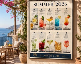 Zomercocktailreceptenposter 2026 | Luxe cocktailinfographic