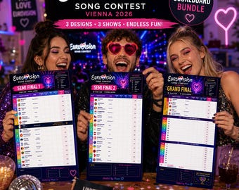 Scorebordbundel Eurovisie 2026 afdrukbaar | Halve finale 1 en 2 + scorebladen grote finale