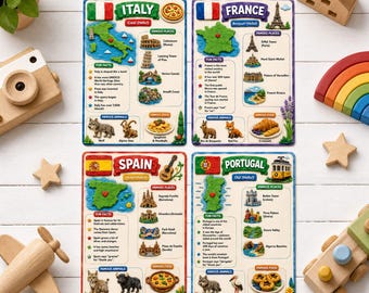 Europe Explorer Bundle | 48 Printable Country Cards for Kids | Geography Flashcards, Homeschool Curriculum & Educational Game