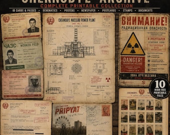 Afdrukbare bundel Tsjernobyl-archiefcollectie | PDF-download Sovjetdocumenten, propagandaposters, postzegels en historische ephemera