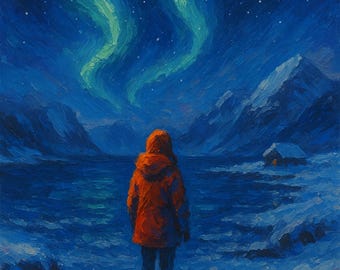 Northern Lights Arctic Print: Svalbard Norway Landscape (Digital Download)