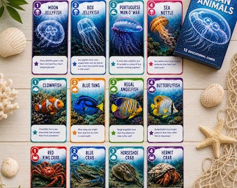Ocean Animals Flashcards Printable | 108 Montessori Ocean Cards for Kids | Homeschool Preschool Learning | Marine Life PDF Bundle