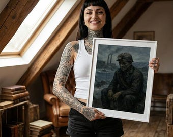 Vorkuta Miner Wall Art – Ruined Soviet Worker Digital Print, Cold War Industrial Landscape Poster