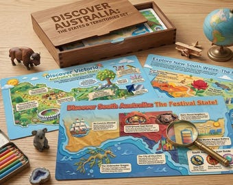 Australia States Educational Fact Cards – Geography Learning for Kids (Digital Download)