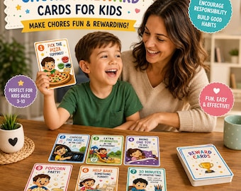 Kinderen karweikaarten afdrukbare pdf | Op Montessori geïnspireerd verantwoordelijkheidsspel, dagelijkse routinekaarten en positief beloningssysteem voor kinderen downloaden