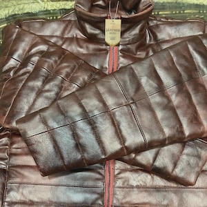 Men's Genuine Lambskin Leather Puffer Jacket | Distressed Quilted Down Coat | Vintage Biker Winter Outerwear