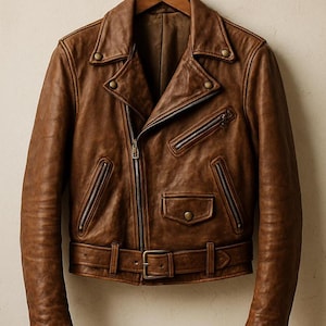 Vintage 80s Aviator Jacket: Brown Faux Leather Bomber, Men&#39;s Medium