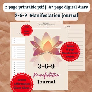 Dziennik Manifestacji 369 | Dziennik do druku i w wersji cyfrowej w formacie PDF | Codzienna afirmacja | Duchowość | Wizualizacja | Zestaw narzędzi do Manifestacji 369