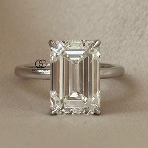 5.01Ct Emerald Cut Lab Grown Diamond Solitaire Ring, 14K White Gold Engagement Ring, IGI Certified Diamond Wedding Ring, Anniversary Gift