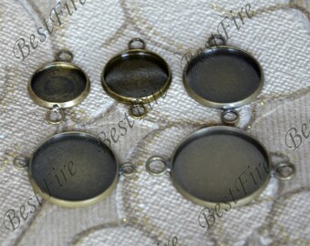 6 pcs 10mm,12mm,14mm,15mm,16mm,18mm,20mm.25mm,34mm Antique Bronze round Cabochon Pendant Base findings,blank pendant base Findings