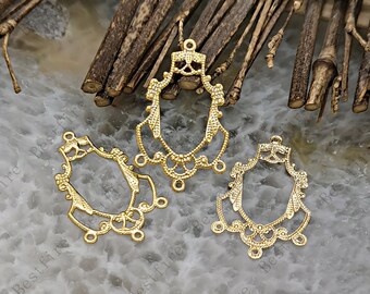 12x27mm Gold tone Brass flower Filigree Jewelry Connectors Setting,Connector Findings,Filigree Findings,Flower Filigree