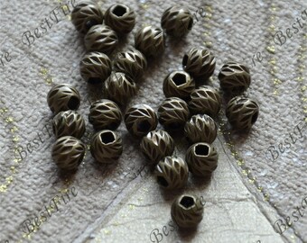 20pcs Bronze Brass Tiny Ball Beads, 6mm Jewelry Separators