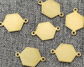 真鍮製六角形コネクターチャーム - イヤリング用ダングルパーツ