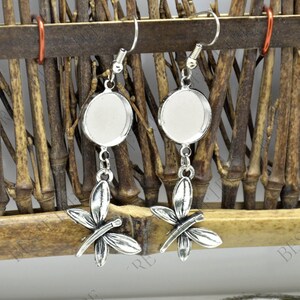 2 pairs New style Dragonfly Platinum tone Earwires Hook With Round Cabochon Pad,earring bezel,Earrings hook,earrings finding base