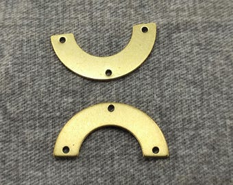 10 Raw Brass Semicircle Connectors - Earring Findings (5.39 x 24.8 mm)