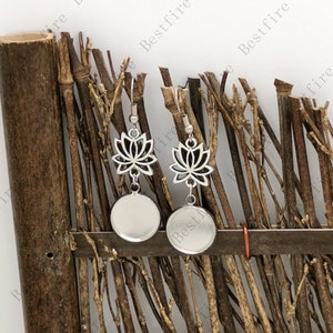 New style Flower Silver Tone Earwires Hook With Round Cabochon Pad, earring bezel,Earrings hook, earring finding