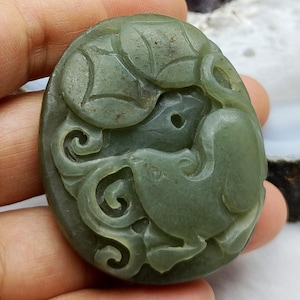 Geschnitzte Maus Grün Jade Anhänger, geschnitzte Maus Grün Jade Anhänger, Grün Natürliche Klasse A Jadeit Jade Hand geschnitzte Anhänger Mäuse Fledermaus