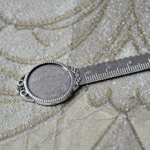 silver ruler metal Bookmark Base- 20mm Round Cabochon base,metal Bookmarks Blanks, Bookmarks Base bezel ,Bookmarks tray