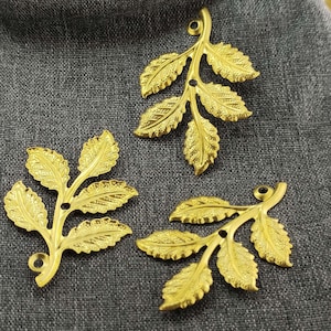 Raw Brass leaf Filigree Charms - Raw Brass leaf Filigree Earring Components, Flower Filigree Charm ,Filigree Findings,Earring Findings