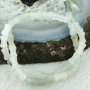 Cuentas de tubo de tallo de bambú de jade de montaña de hielo natural, auténticas cuentas sueltas de jade verde natural para hacer joyas DIY