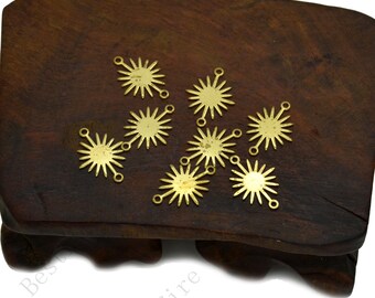 Raw Brass Sun Charms - 13x18mm Earring Connectors