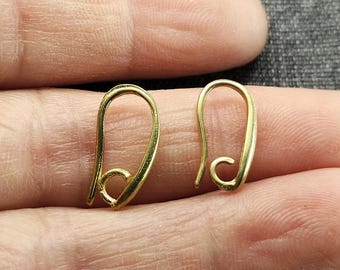 Raw Brass Earring Hooks, Fish Hook Earwires (8x15mm)