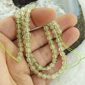 2 mm,3mm,4mm 7A Genuine Natural Shining Faceted Grade Green Prehnite Loose Round Healing Stone Gemstone Beads