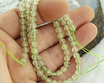 ファセットカットされたグリーンプレナイトジェムストーンビーズ、15インチストランド（2mm、3mm、4mm）