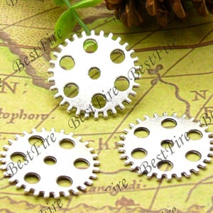 20PCS Of 26MM Silver tone lovely gear Charm Pendant,metal finding,pendant beads,jewelry findings