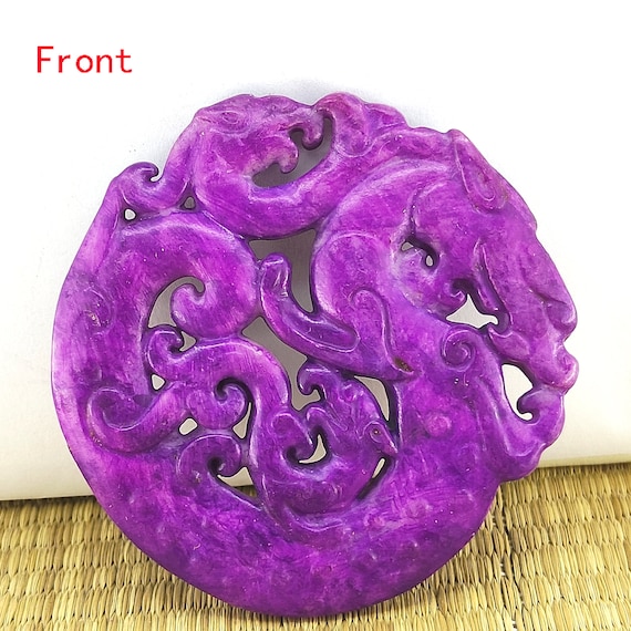 Carved Dragon and Phoenix Jade Amulet Pendant - Etsy